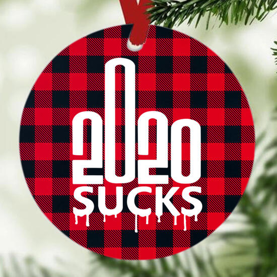 

Christmas 2020 Sucks Buffalo Plaid Double-Sided Hanging Ornament, Red, 490141
