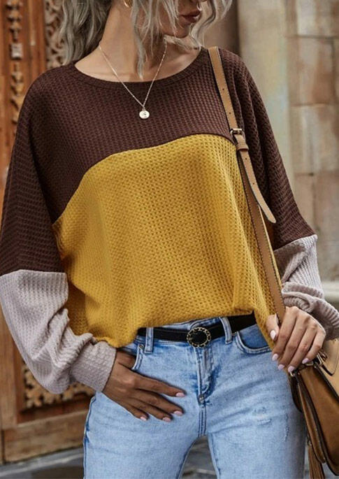 

Color Block Batwing Sleeve O-Neck Blouse, Multicolor, 490160