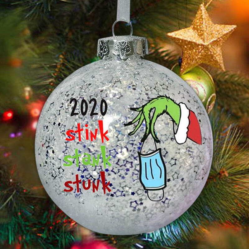 

2020 Stink Stank Stunk Grinch Hand Christmas Ball Ornament, White, 490139