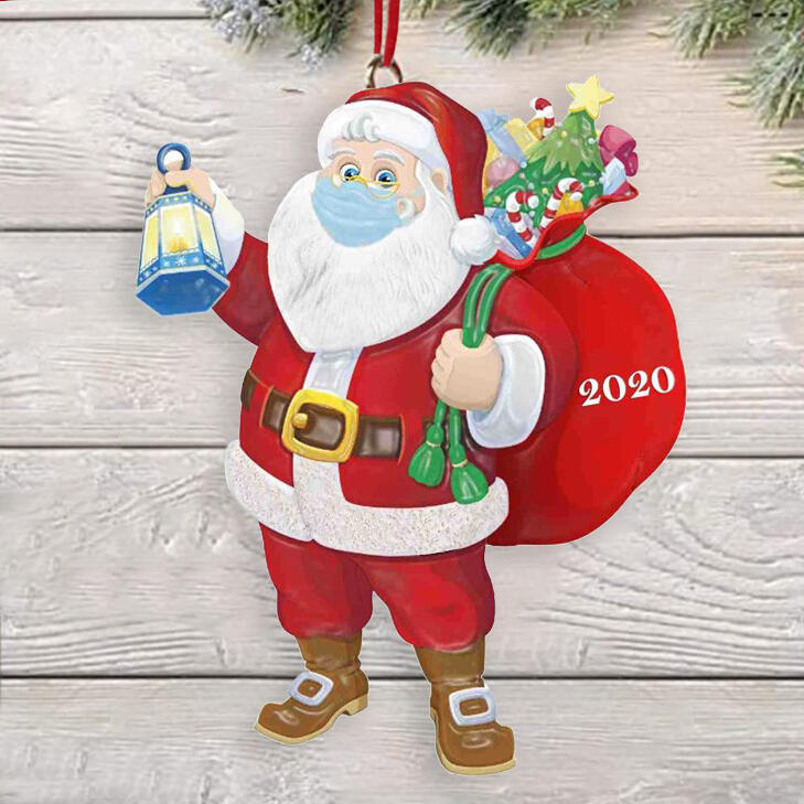 

2020 Santa Wearing A Mouth Shield Christmas Decoration, Multicolor, 490253