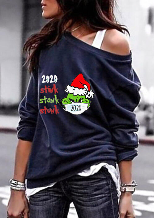 

Christmas 2020 Stink Stank Stunk Grinch Sweatshirt - Navy Blue, 490397
