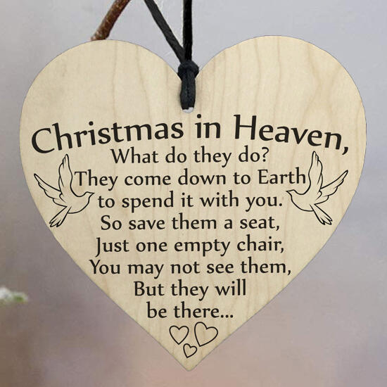 

Christmas In Heaven Family Love Heart Shaped Wooden Pendant, Pattern2, 489831
