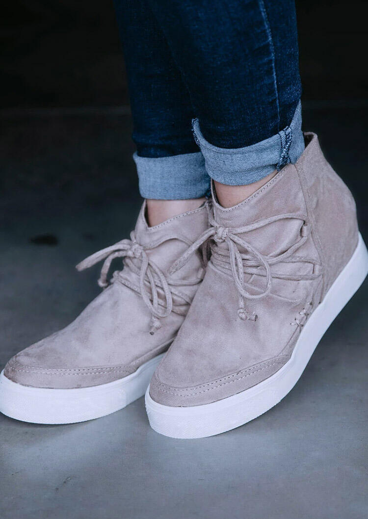 

Zipper Round Toe Wedged Heel Sneakers - Gray, 490417