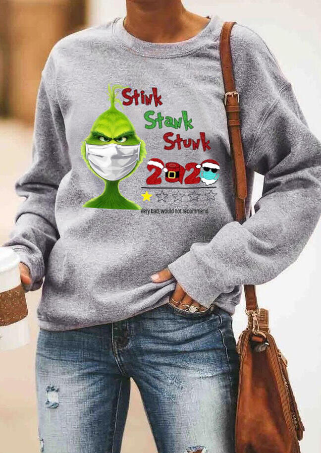 

Christmas Grinch Stink Stank Stunk 2020 Pullover Sweatshirt - Gray, 490495