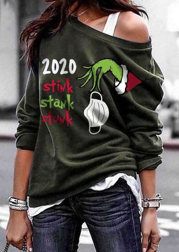 2020 Stink Stank Stunk Cartoon Hand Sweatshirt - Deep Blue