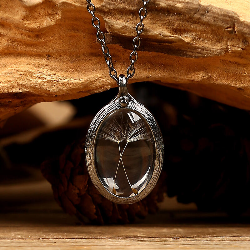 

Dandelion Crystal Glass Pendant Necklace - Black, 490421