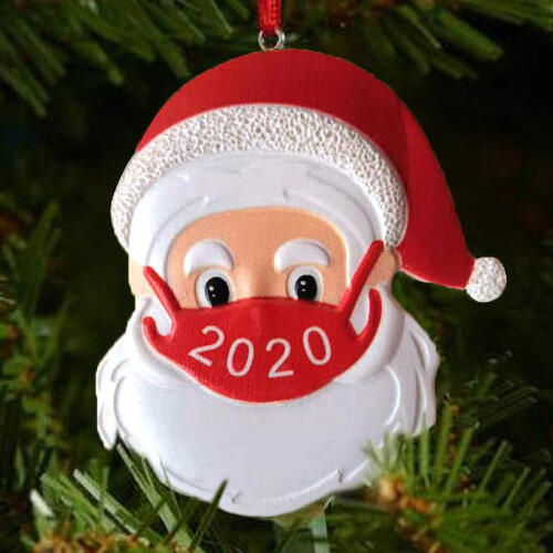 

2020 Santa Wearing A Mouth Shield Christmas Tree Ornament, Red, 490441
