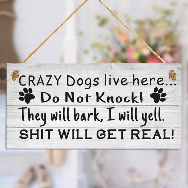 

Crazy Dogs Live Here Christmas Wood Plank Hanging Sign, Multicolor, 489821