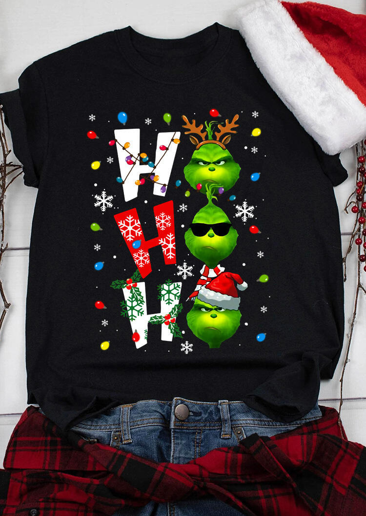 

Ho Ho Ho Snowflake T-Shirt Tee - Black, 490072
