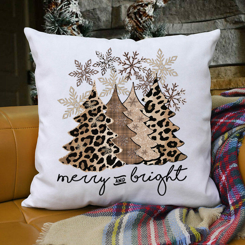 

Leopard Christmas Tree Snowflake Merry And Bright Pillowcase without Pillow, 490805