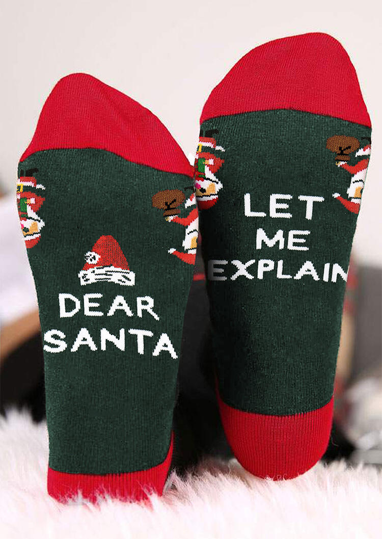 

Christmas Dear Santa Let Me Explain Socks, Green, 490509