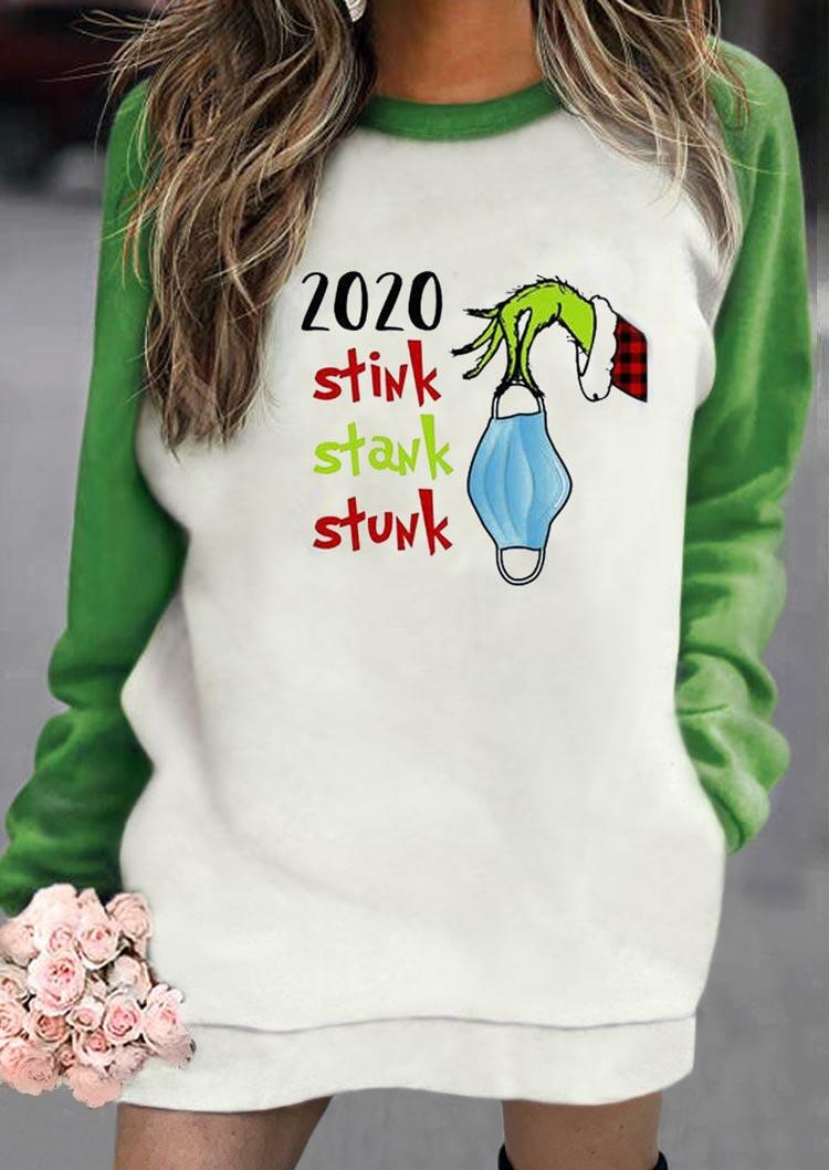 

2020 Stink Stank Stunk Grinch Hand Pocket Mini Dress - Green, 490781