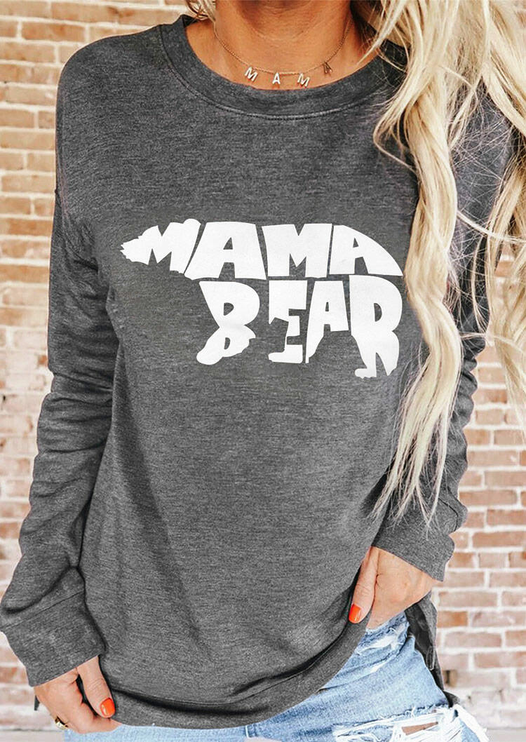 

Mama Bear Long Sleeve Pullover Sweatshirt - Dark Grey, 490845