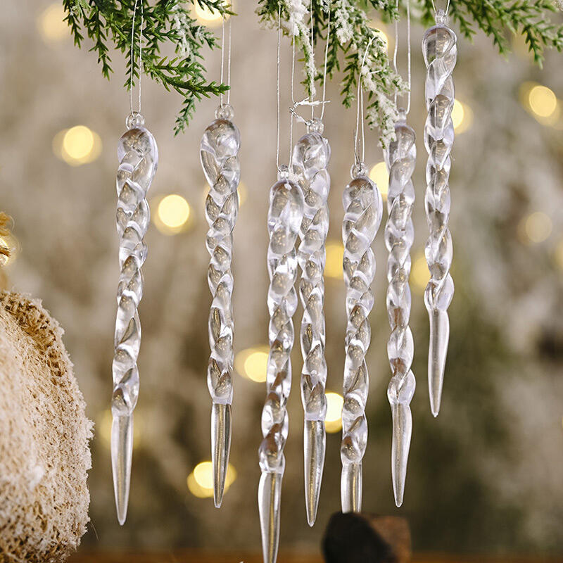 

12Pcs Thread Twist Icicle Christmas Tree Hanging Ornament, Transparent, 490938