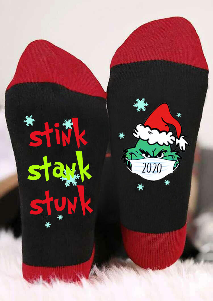 

Christmas Hat 2020 Grinch Stink Stank Stunk Snowflake Socks - Red, 490396