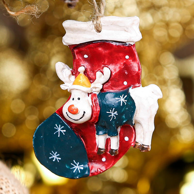 

Sled Reindeer Sock Christmas Tree Hanging Ornament, Green, 490973