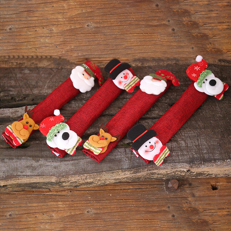 

4Pcs Christmas Snowman Refrigerator Microwave Handle Cover, Burgundy, 491072