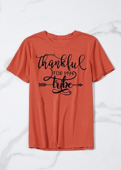 Thankful For My Tribe T-Shirt Tee - Brick Red