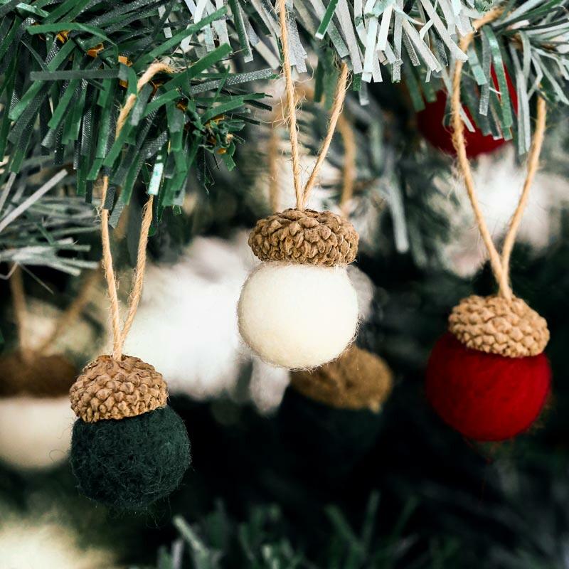 

6Pcs Acorn Plush Christmas Tree Hanging Ornament, Red, 490419