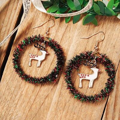 

Christmas Hollow Out Reindeer Bowknot Earrings, Pattern1, 490474