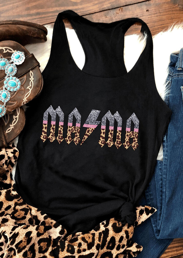 

Leopard Lightning Ma Ma Casual Racerback Tank - Black, 491120