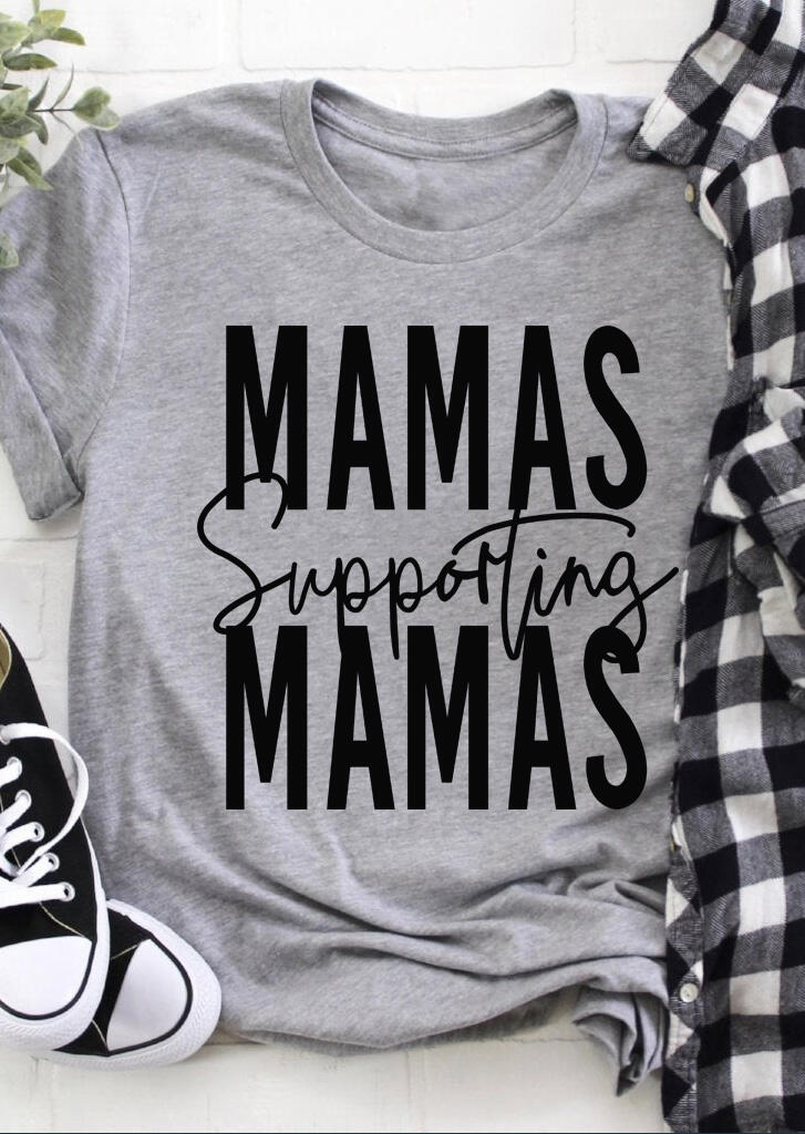 

Mamas Supporting O-Neck T-Shirt Tee - Gray, 491225