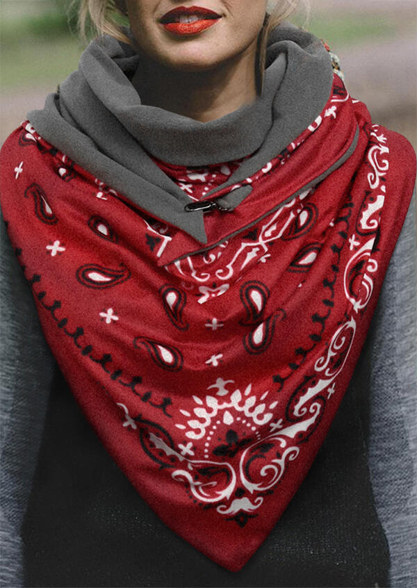 

Thickened Warm Leopard Aztec Geometric Plush Wrap Shawl Scarf, Red, 488571