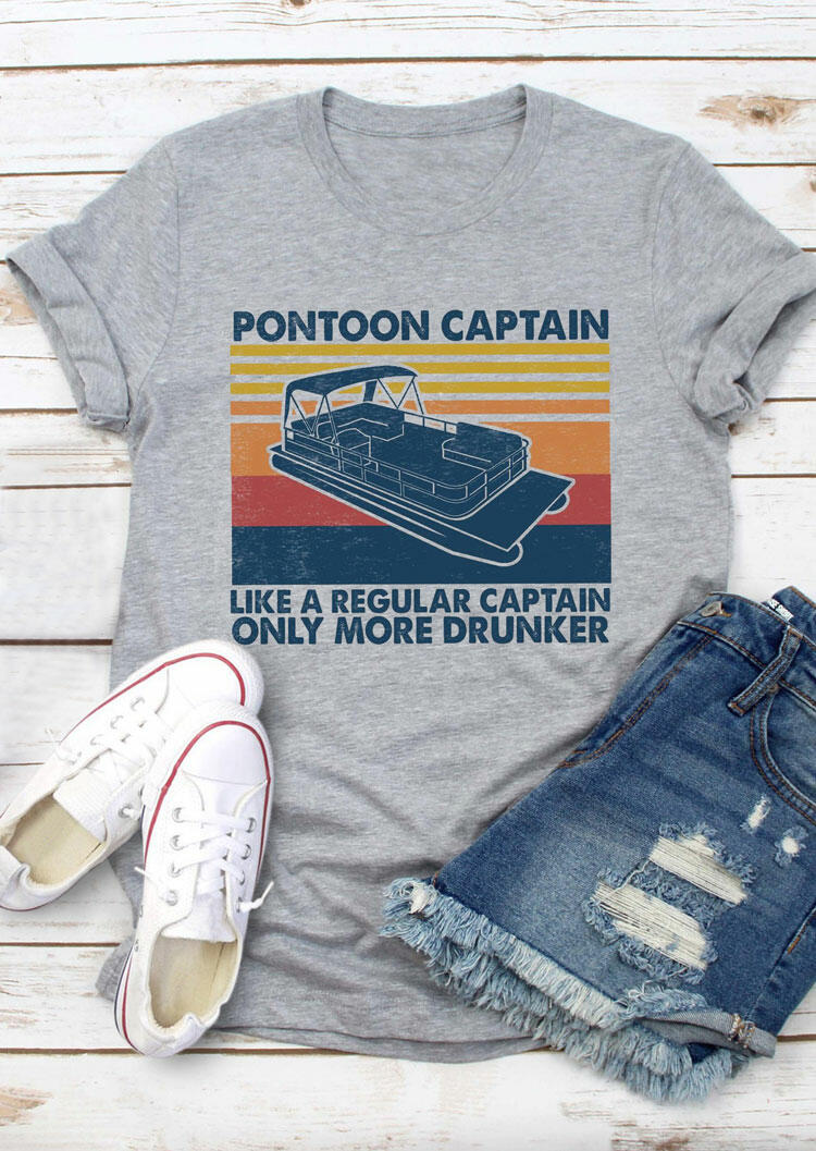 

Like A Regular Captain Only More Drunker T-Shirt Tee - Light Grey, 491555