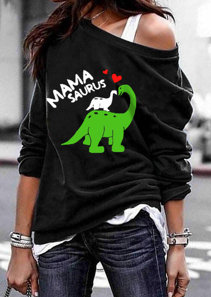 

Mama Saurus Drop Shoulder Pullover Sweatshirt - Black, 491559