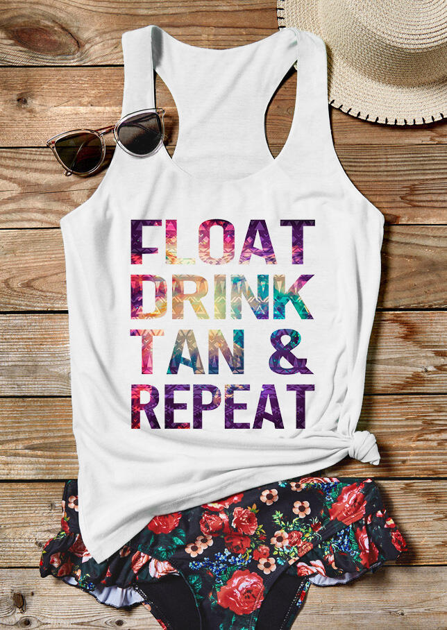 

Float Drink Tan & Repeat Racerback Tank - White, 491777