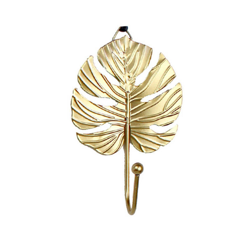 

Creative Nail-Free Palm Leaf Shape Hanging Coat Hook, Gold, 491940