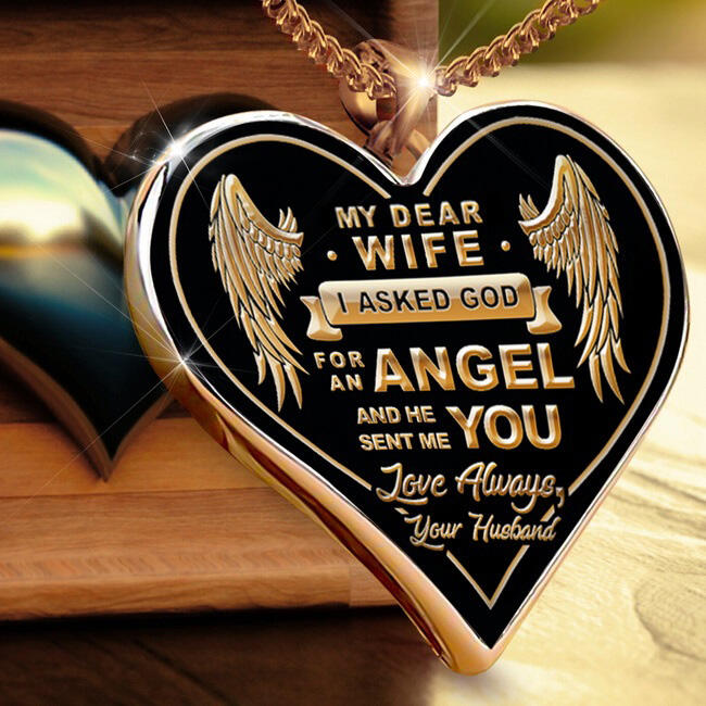 

Valentine My Dear Wife Angle Wing Heart Pendant Necklace, Rose gold, 491941