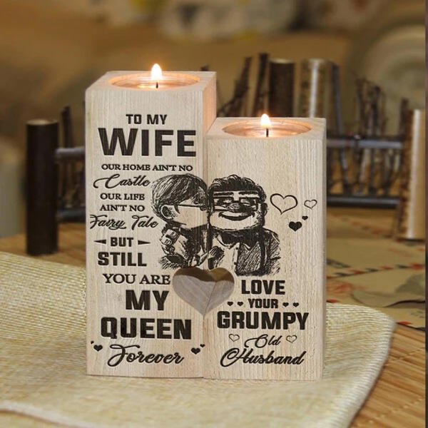 

Husband To Wife Heart Wooden Candle Holder, Pattern1, 491950