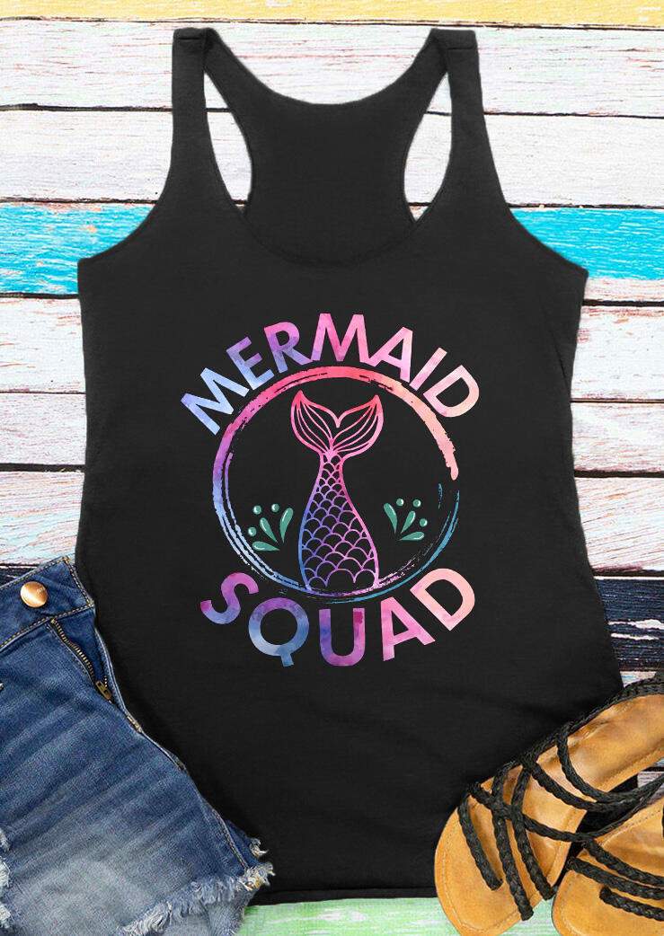 

Mermaid Squad O-Neck Racerback Tank - Black, 491964