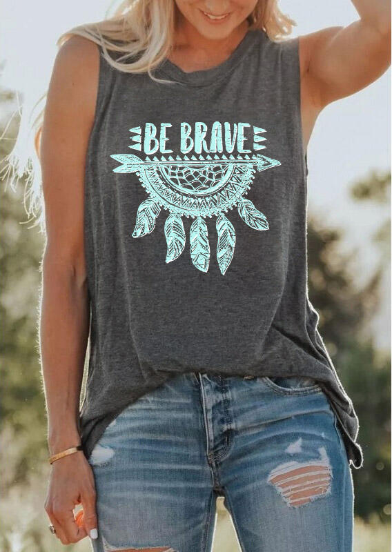 

Be Brave Feather Arrow Casual Tank - Dark Grey, 491973