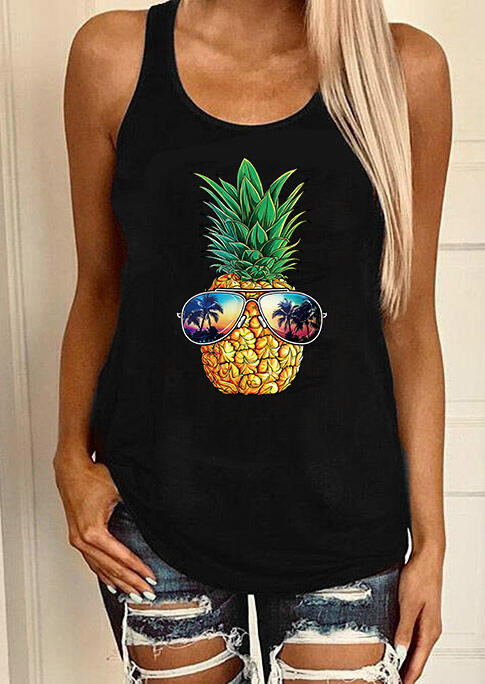 

Pineapple Glasses Sunset Beach Casual Tank - Black, 491980