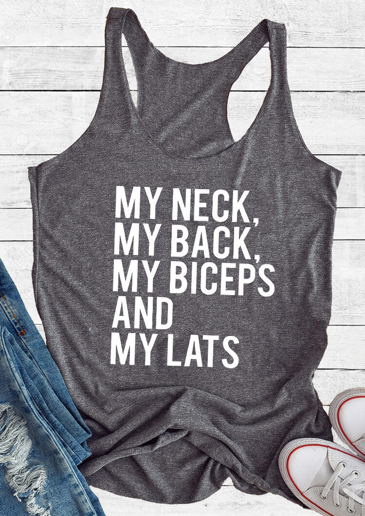 

My Neck My Back My Biceps And My Lats Fitness Racerback Tank - Dark Grey, 492065