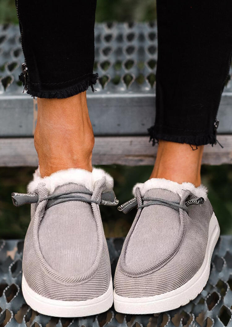 

Warm Plush Slip On Flat Sneakers - Gray, 492081