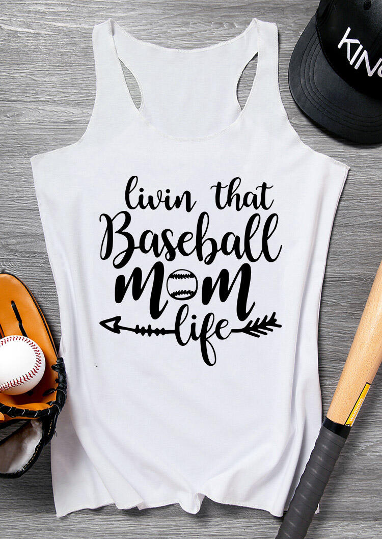 

Livin That Baseball Mom Life Arrow Racerback Tank - White, 492574