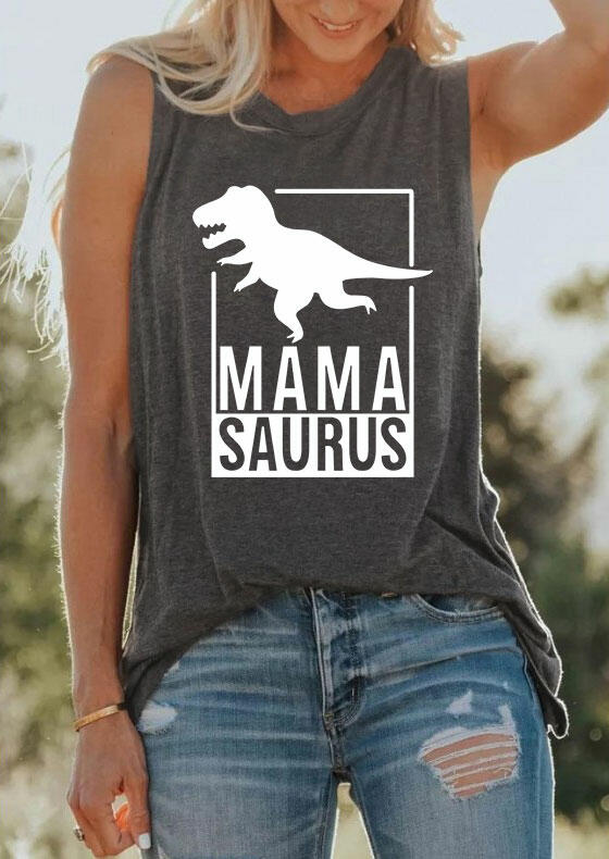 

Mama Saurus Dinosaur O-Neck Tank - Dark Grey, 492587