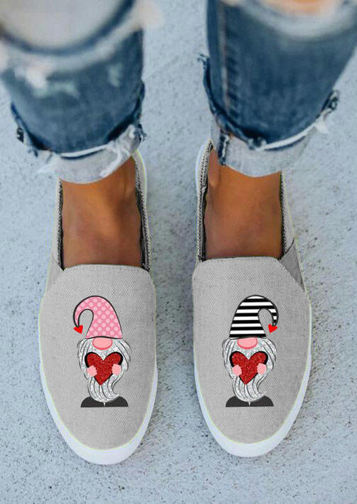 

Valentine Gnomies Holding Hearts Slip On Flat Sneakers - Gray, 492606