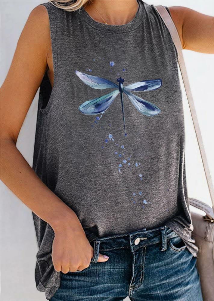 

Dragonfly O-Neck Casual Tank - Dark Grey, 492576