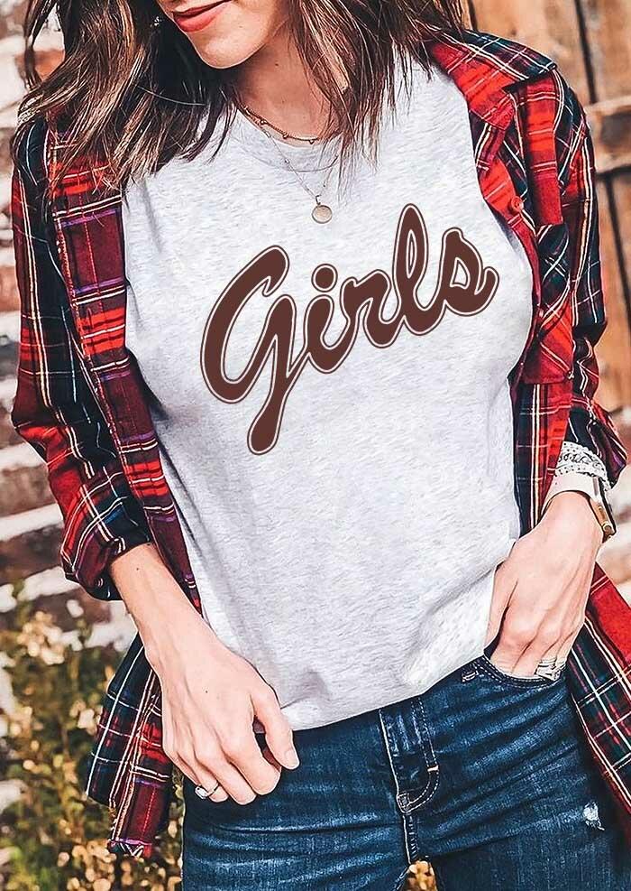 

Girls O-Neck T-Shirt Tee - Gray, 491789