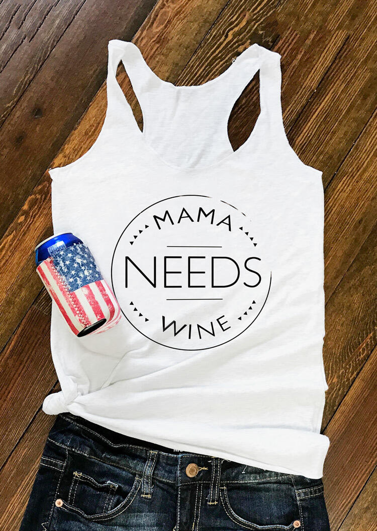 

Mama Needs Wine Racerback Tank - White, 492034