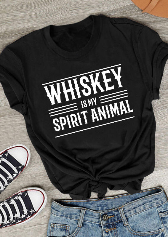 

Whiskey Is My Spirit Animal T-Shirt Tee - Black, 492853