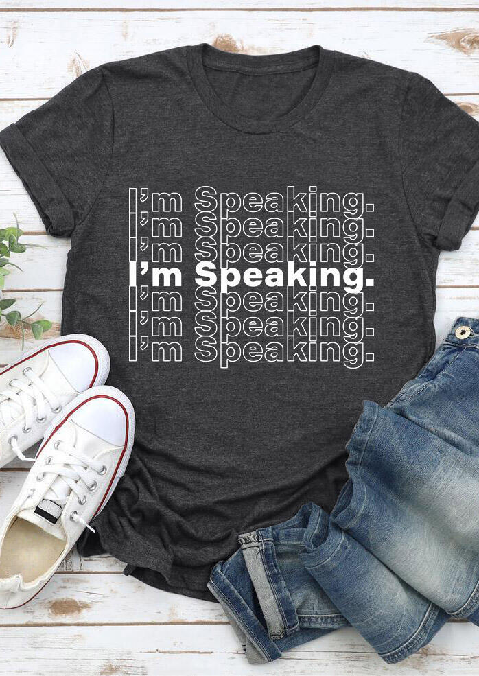 

I' Speaking O-Neck T-Shirt Tee - Dark Grey, 492131