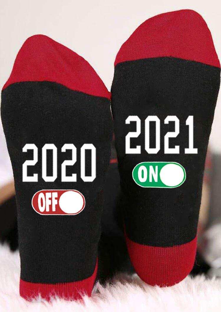

2020 Off 2021 On Casual Socks, Red, 492813