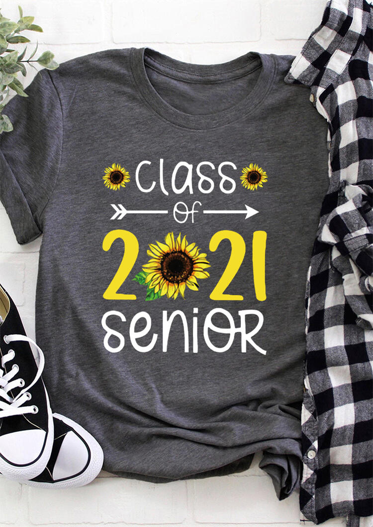 

Sunflower Class Of 2021 Senior T-Shirt Tee - Dark Grey, 492975