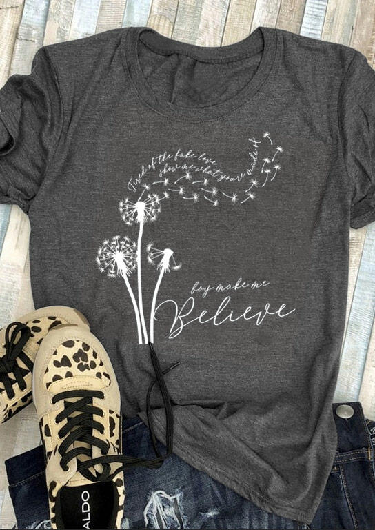 

Dandelion Boy Make Me Believe Country Music T-Shirt Tee - Dark Grey, 493000