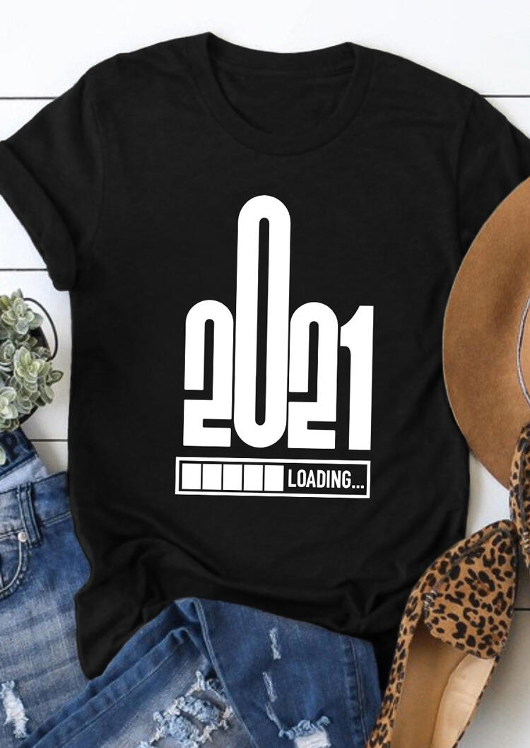 

2021 Loading O-Neck T-Shirt Tee - Black, 493084